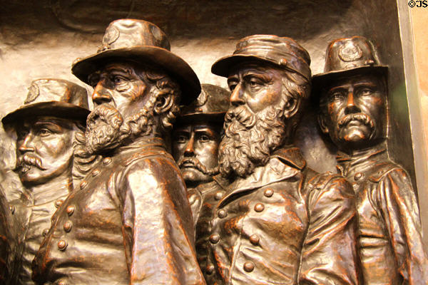 Relief of G.K. Warren, George G. Meade, E.O.C. Ord, David D. Porter, A.A. Humphreys in Soldiers' & Sailors' Monument. Cleveland, OH.