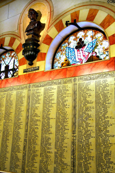 Cleveland's Soldiers' & Sailors' Monument marble walls with names of 9,000 Civil War soldiers & sailors. Cleveland, OH.