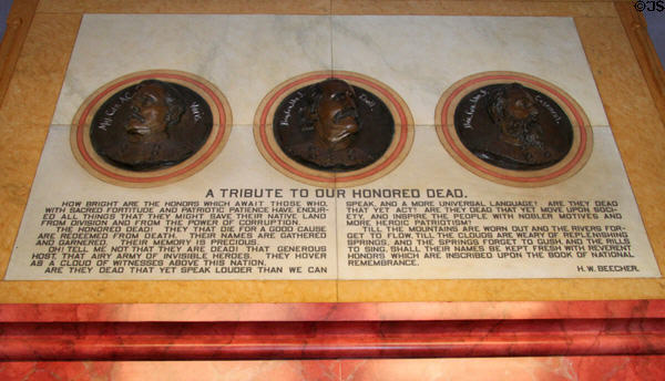 Tribute to honored dead plaque in Cleveland's Soldiers' & Sailors' Monument. Cleveland, OH.