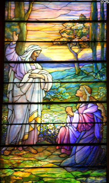 I Am the Resurrection & the Life stained glass window (1930) by Louis C. Tiffany Studio in Old Stone Church. Cleveland, OH.