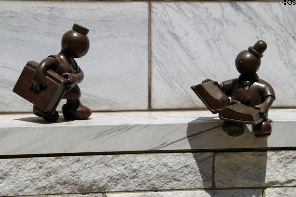 Readers with books part of Gates sculpture (1998) by Tom Otterness at Cleveland Public Library. Cleveland, OH.