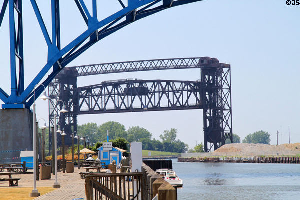Railway lift bridge over Cuyahoga River. Cleveland, OH.