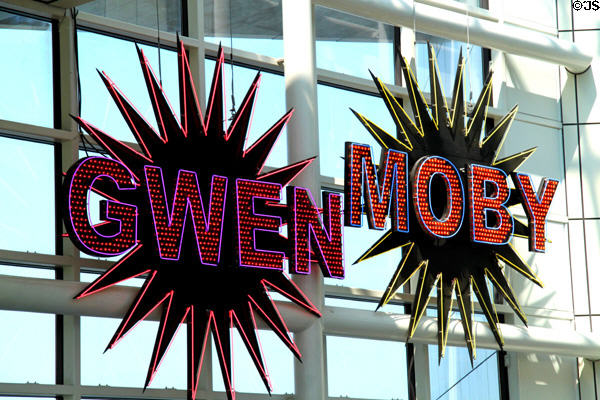 Gwen Moby lighted sign in Rock & Roll Hall of Fame. Cleveland, OH.