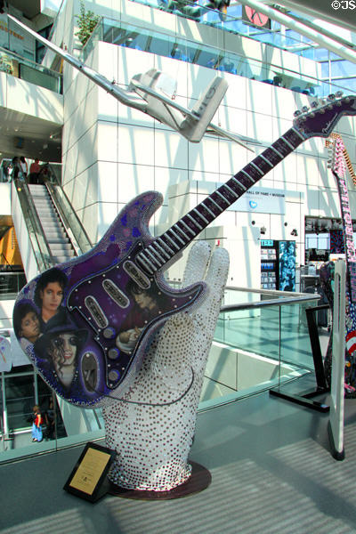Guitar Mania painted guitars with Michael Jackson in Rock & Roll Hall of Fame. Cleveland, OH.