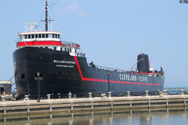 Lake freighter Steamship William G. Mather (1925) now a ship museum. Cleveland, OH.