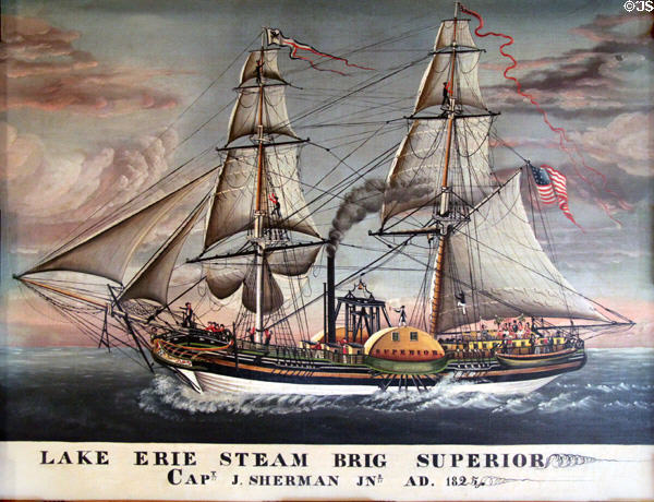 Steam Brig Superior side-wheeler painting (1825) at Cleveland History Center. Cleveland, OH.