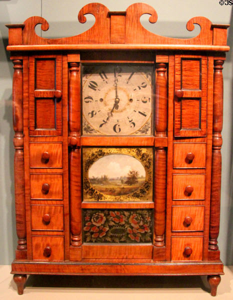 Combination cabinet clock & spice cabinet (c1830) from Warren, OH at Cleveland History Center. Cleveland, OH.