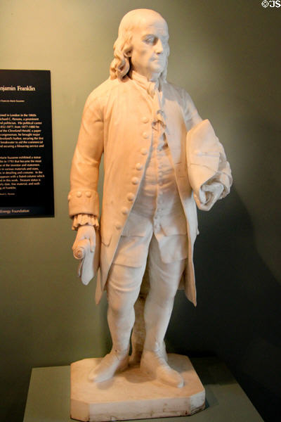 Statue of Benjamin Franklin (mid 19thC) after original by Francois Marie Suzanne of Paris at Cleveland History Center. Cleveland, OH.