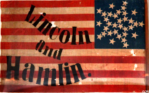 Lincoln-Hamlin campaign flag (1860) at Cleveland History Center. Cleveland, OH.