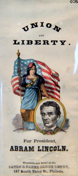 Abraham Lincoln campaign ribbon (1860) at Cleveland History Center. Cleveland, OH.