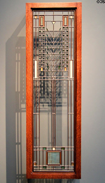 Leaded glass window (c1904) by Frank Lloyd Wright from Darwin D. Martin house in Buffalo, NY at Cleveland Museum of Art. Cleveland, OH.