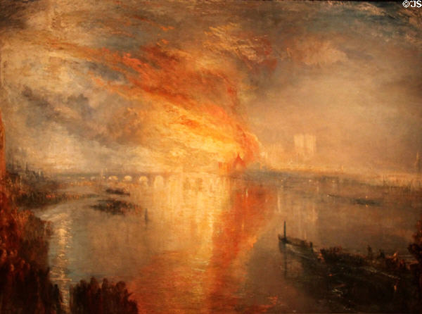 Burning of the Houses of Lords and Commons, 16 October, 1834 (1835) by Joseph Mallord William Turner at Cleveland Museum of Art. Cleveland, OH.