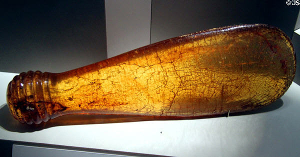 Paddle carved from kauri copal amber-like resin from Araucaria trees at Cleveland Museum of Natural History. Cleveland, OH.