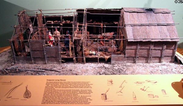Model of Iroquois long house at Cleveland Museum of Natural History. Cleveland, OH.