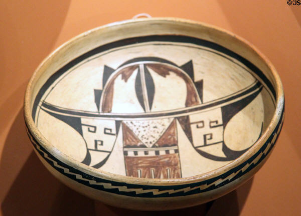 Hopi Jeddito black on yellow bowl (1350-1600) from Arizona at Cleveland Museum of Natural History. Cleveland, OH.