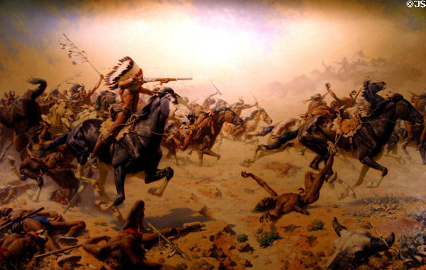 Painting of Custer's Last Fight by William Robinson Leigh at Woolaroc Museum. Bartlesville, OK.