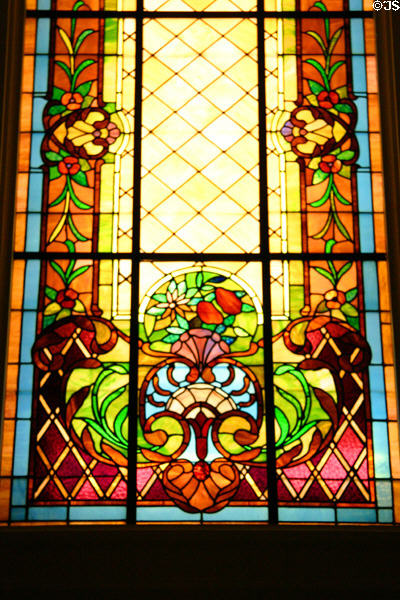 Stained glass in House chamber in Oklahoma State Capitol. Oklahoma City, OK.