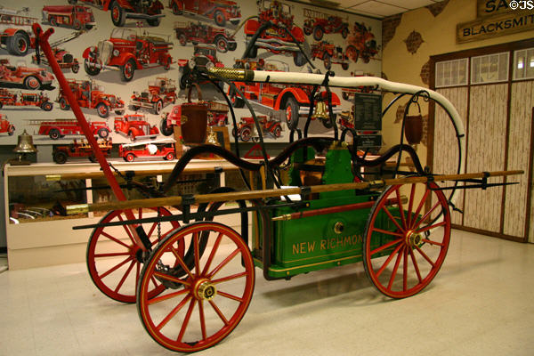 Hunneman hand pumper & hose cart (1870) at Oklahoma State Firefighters Museum. Oklahoma City, OK.