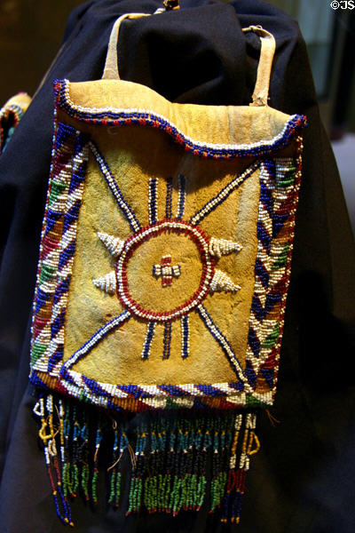 Apache Indian beaded buckskin bag (c1890) at Omniplex museum. Oklahoma City, OK.