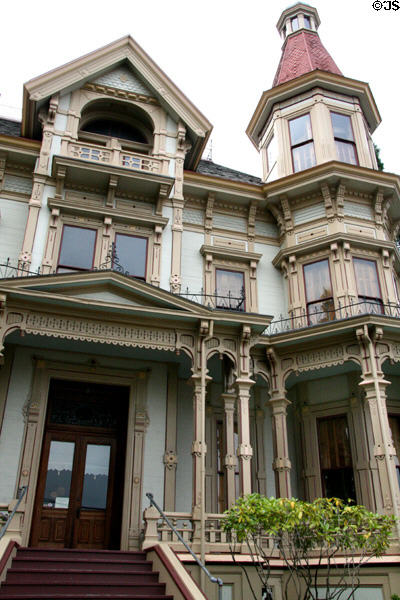 Front entry of Flavel House. Astoria, OR.