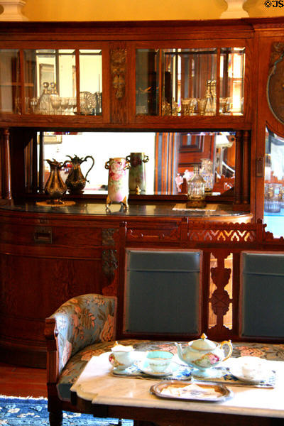 Carved sideboard in back parlor of Flavel House. Astoria, OR.