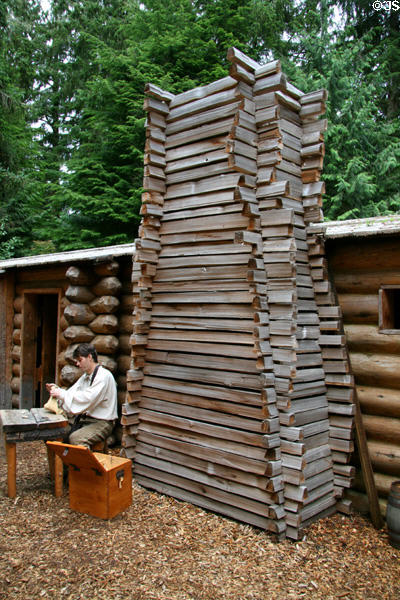 Wooden chimney at Fort Clatsop NHS replica. Astoria, OR.