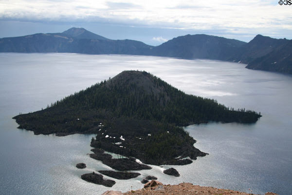 Island in lake of Crater Lake National Park. OR.