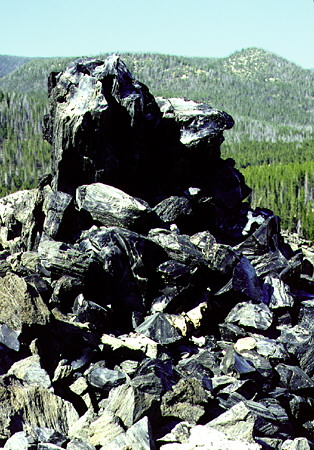 Obsidian volcanic glass in Newberry Crater. OR.