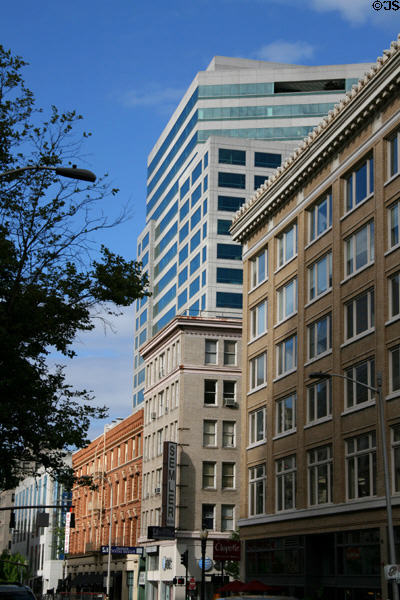 ODS Tower over heritage buildings of 3rd Ave. Portland, OR.