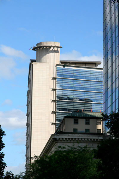 Corner tower of Mark O. Hatfield US Courthouse. Portland, OR.