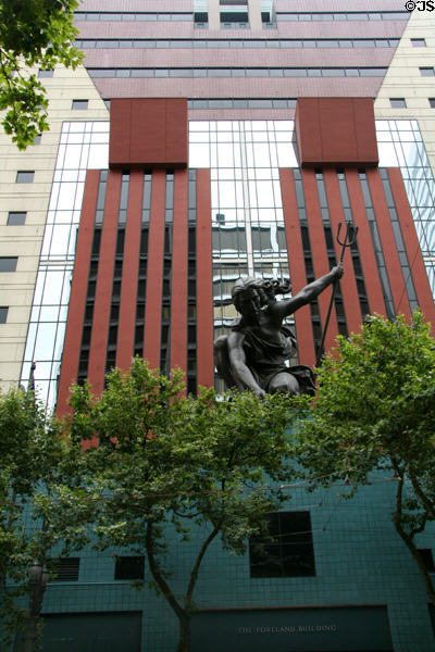 Portland Building with Portlandia statue with trident by Raymond Kaskey, (copyrighted by artist 1985). Portland, OR.