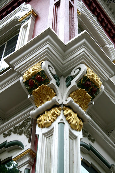 Painted cast iron capitals of Poppleton Building. Portland, OR.
