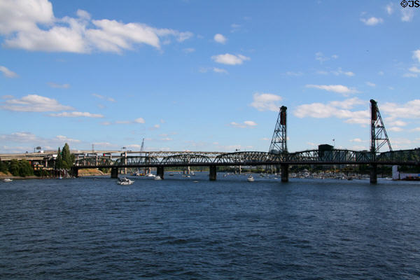 Hawthorne & Interstate 5 Bridges over Willamette River. Portland, OR.