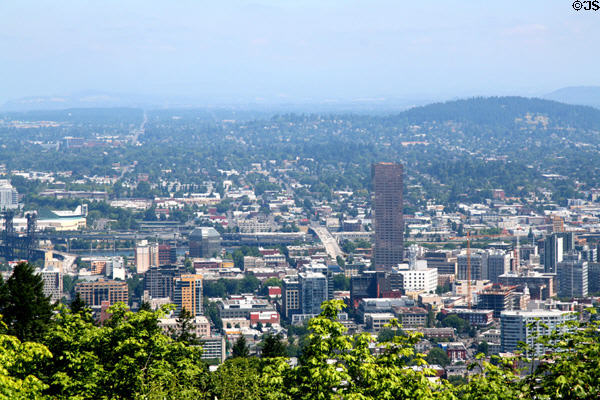 Skyline of downtown Portland from Pittock Mansion. Portland, OR.
