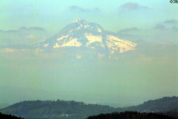 Mount Hood seen from Portland. Portland, OR.