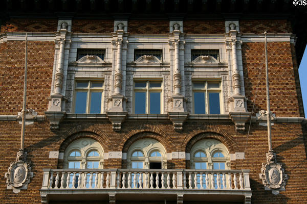 Balconies & decoration of Franklin Building with Masonic symbols. Salem, OR.