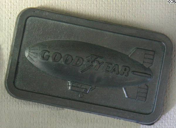 Goodyer blimp belt buckle (1974) at Tillamook Pioneer Museum. Tillamook, OR.