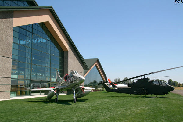 Jets & helicopters outside Evergreen Aviation & Space Museum. McMinnville, OR.
