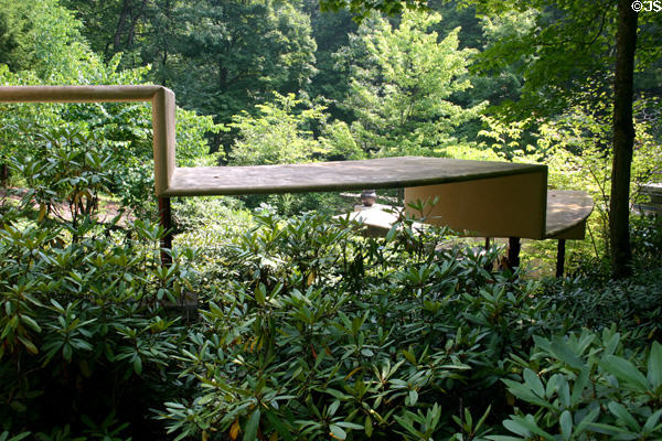 Stepped stairway shelter of Fallingwater. Mill Run, PA.