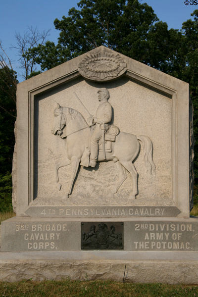 4th Pennsylvania Cavalry monument at Gettysburg National Military Park. Gettysburg, PA.