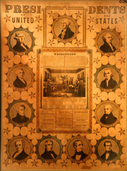Graphic of U.S. Presidents through Polk (c1849) at Gettysburg NPS Museum. Gettysburg, PA.