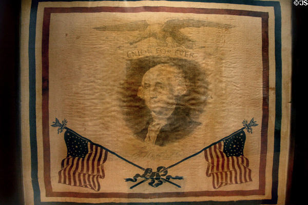 Union For Ever printed scarf with Washington's image from Civil War at Gettysburg NPS Museum. Gettysburg, PA.