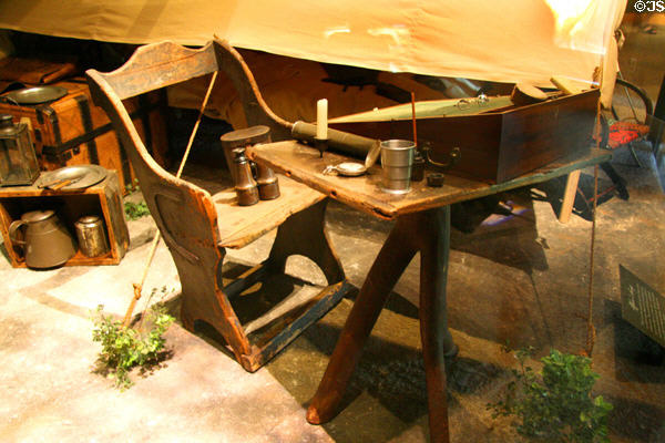 Civil War Union camp furniture at Gettysburg NPS Museum. Gettysburg, PA.