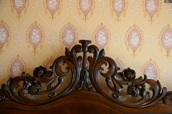 Headboard of Lincoln's bed at David Wills House museum run by NPS. Gettysburg, PA.