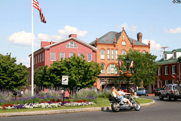 Lincoln Square of Gettysburg with David Wills House & Masonic Temple. Gettysburg, PA.