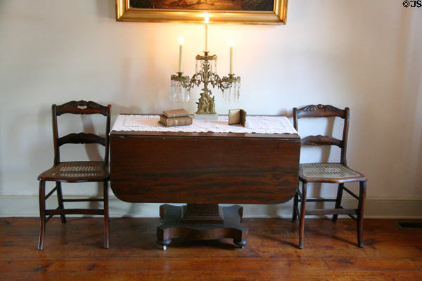 Drop-leaf table & caned chairs at Shriver House Museum. Gettysburg, PA.