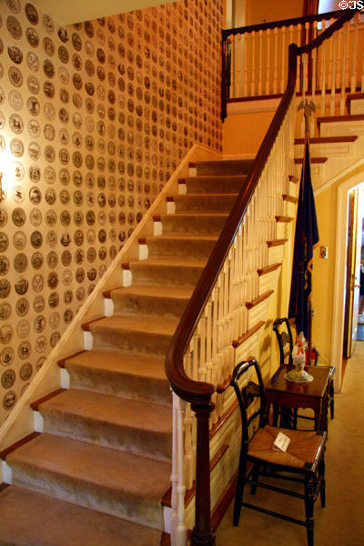 Staircase in front hall of Eisenhower National Historic Site. Gettysburg, PA.