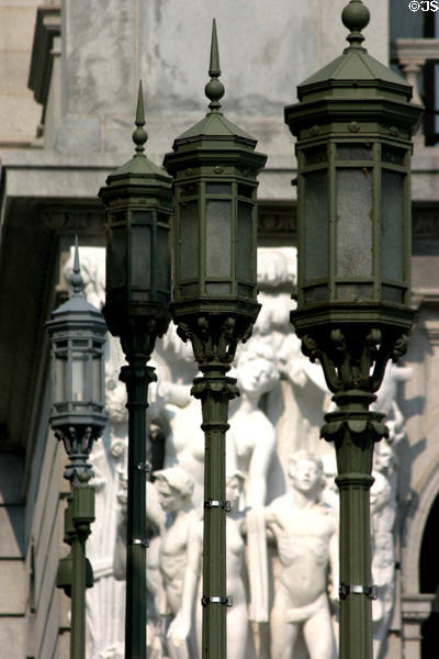 Lampstands at entrance to Pennsylvania Capitol. Harrisburg, PA.