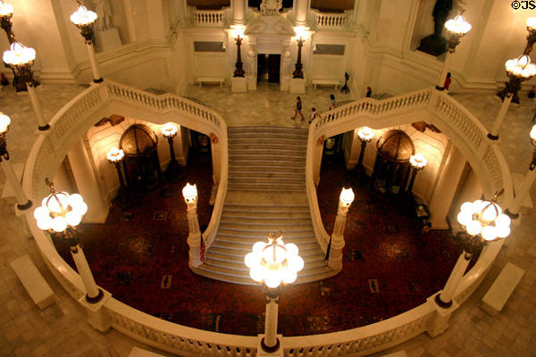 Staircase in Pennsylvania Capitol Rotunda from above. Harrisburg, PA.