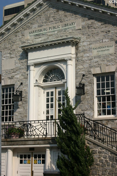 Elevated entrance of Harrisburg Public (now Dauphin County) Library. Harrisburg, PA.